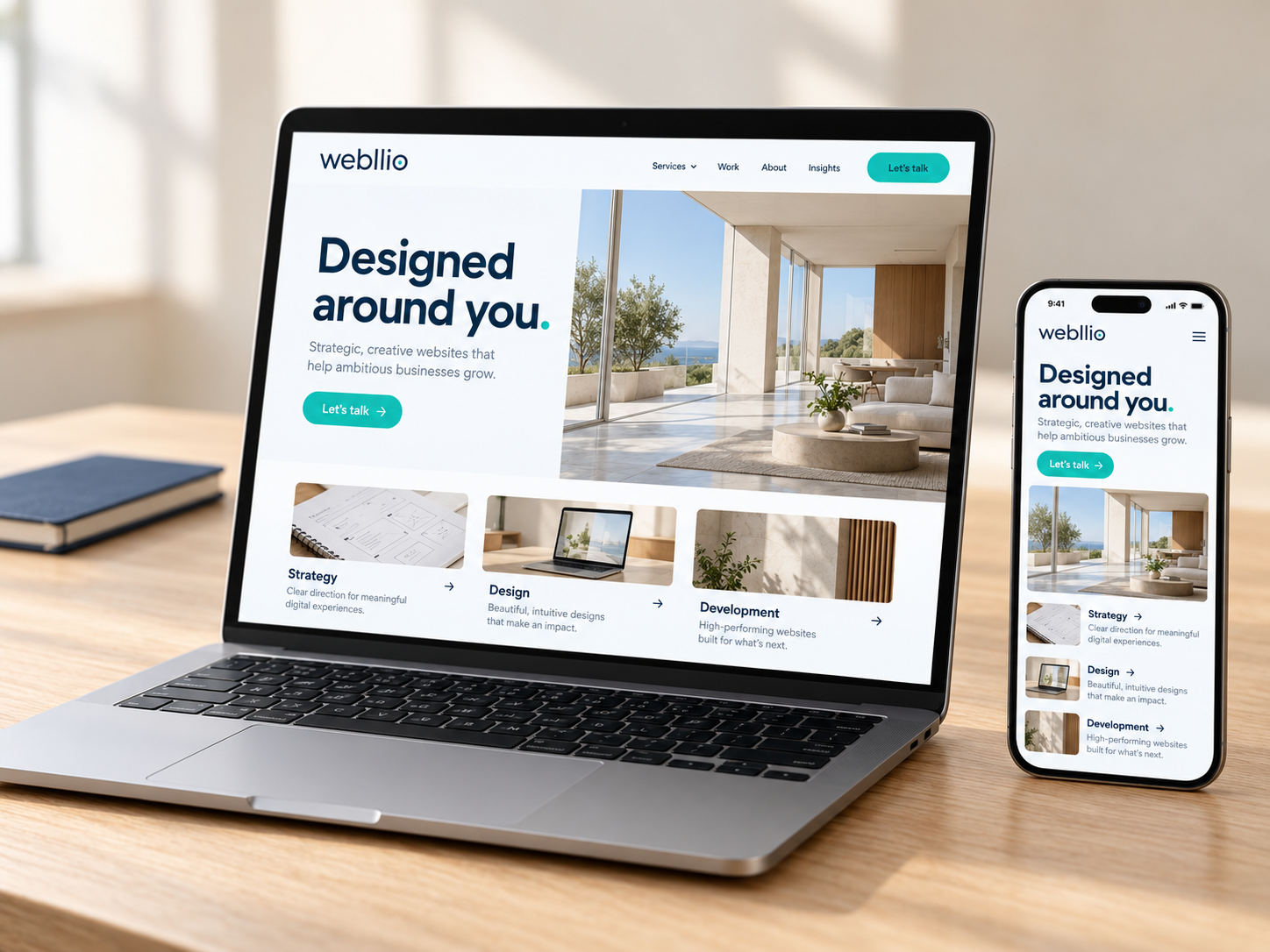 Responsive website on laptop and smartphone