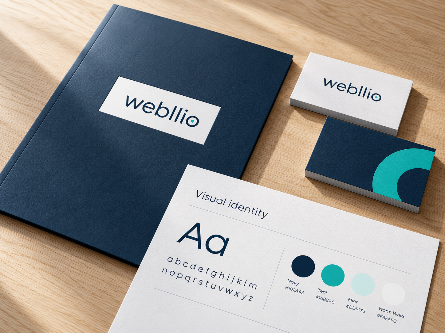 Webllio visual identity stationery